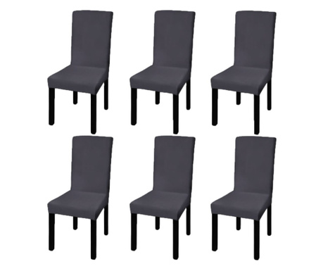 Покривни калъфи за столове, еластични, 6 бр, антрацит