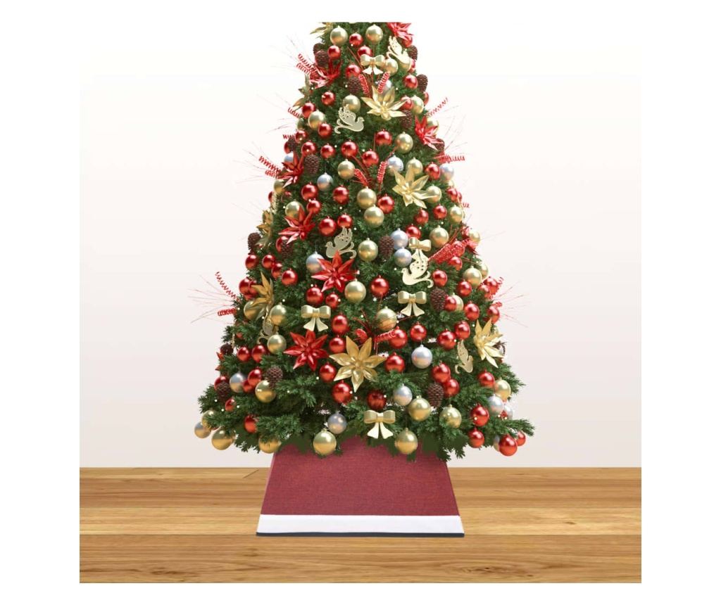 Božićna suknja za drvo, crvena i bijela, 48x48x25 cm - 3