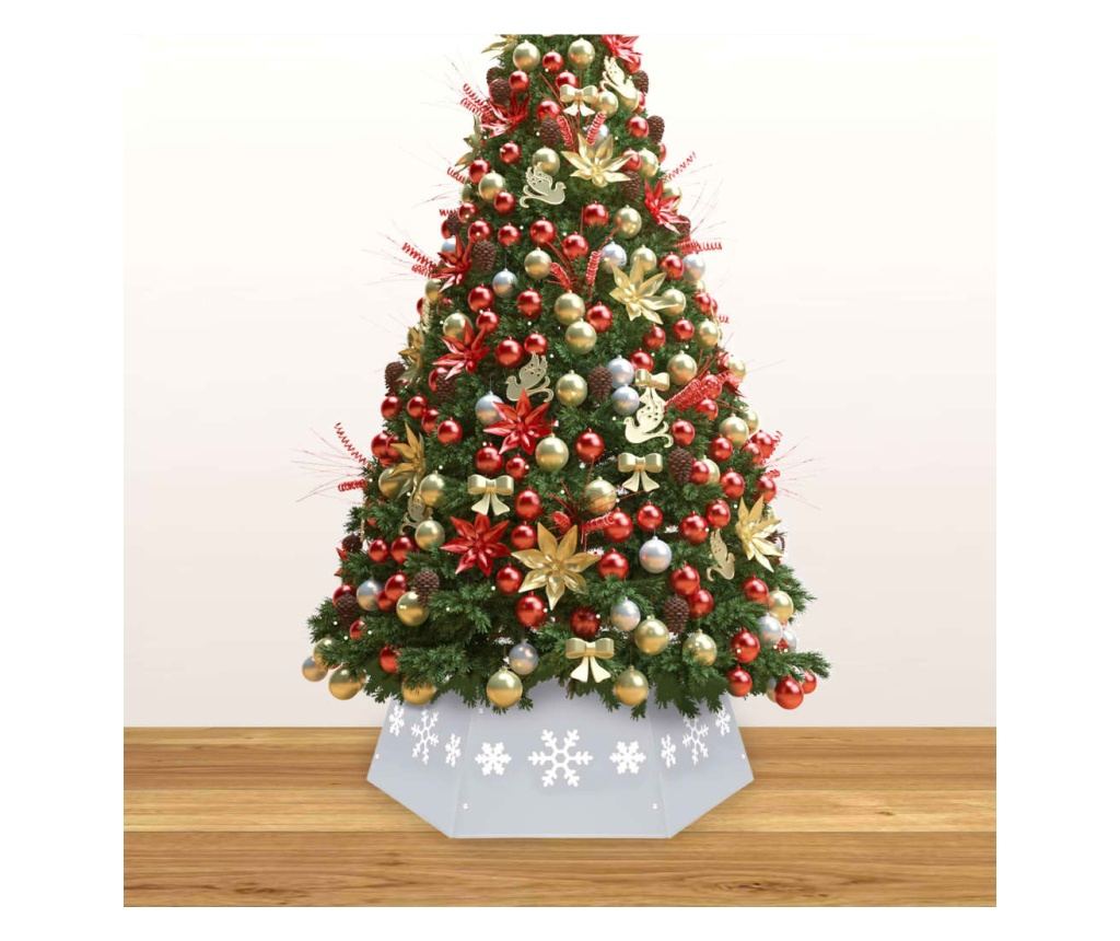 Διακοσμητική Βάση Χριστουγεννιάτικου Δέντρου, Ασημί και Λευκή, Ø68x25 εκ. - 3