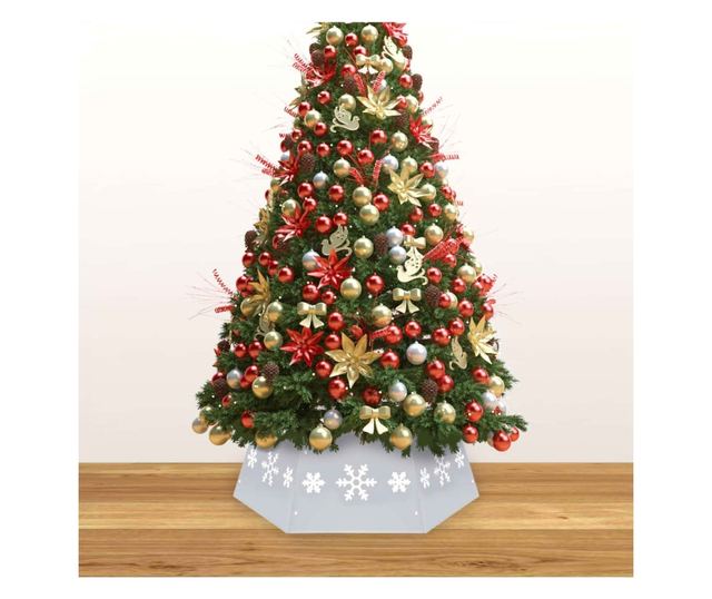 Božićna suknja za drvo, srebrna i bijela, Ø68x25 cm