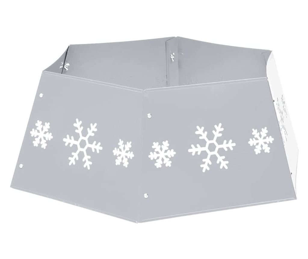 Διακοσμητική Βάση Χριστουγεννιάτικου Δέντρου, Ασημί και Λευκή, Ø68x25 εκ. - 4