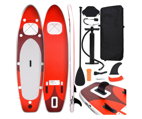 Set placa paddleboarding gonflabila, rosu, 330x76x10 cm