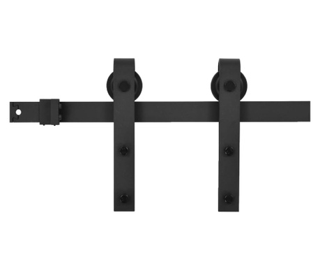 Комплект механизъм за плъзгаща врата, 183 см, стомана, черен