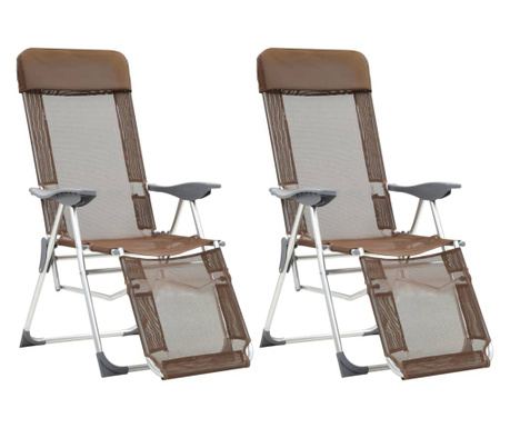 Składane krzesła z podnóżkami, 2 szt., aluminium, taupe