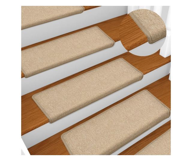 Tepisi za stepenice 15 kom 65x21x4 cm smeđe-sivi