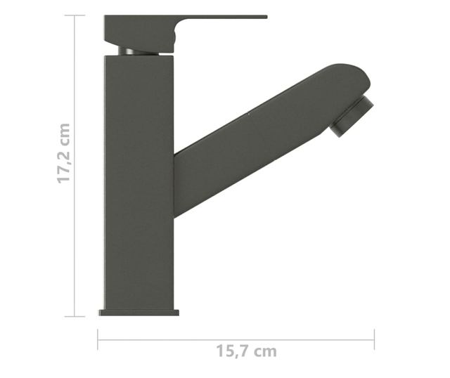 Смесител за баня с функция за издърпване, сив, 157x172 мм