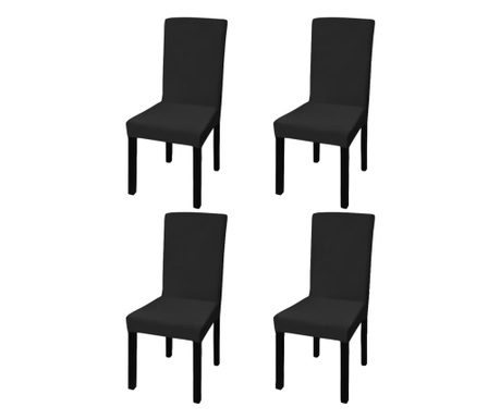 Покривни калъфи за столове, еластични, 4 бр, черни