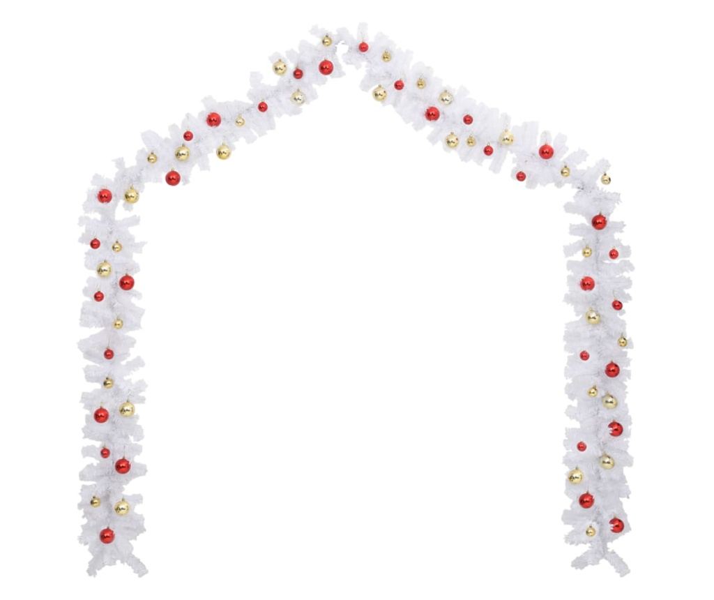 Ukrašena božićna girlanda s kuglicama, bijela, 10 m - 3