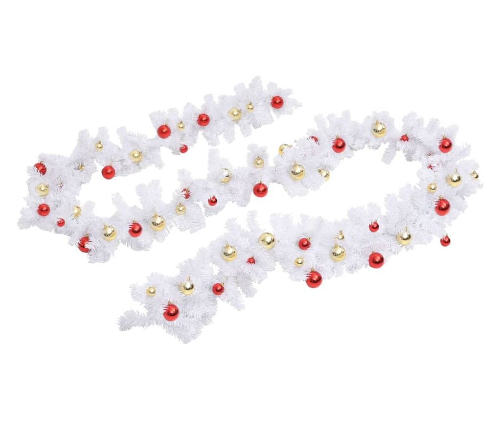 Ukrašena božićna girlanda s kuglicama, bijela, 10 m - 4