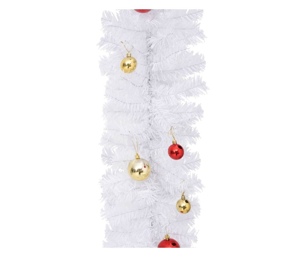Ukrašena božićna girlanda s kuglicama, bijela, 10 m - 5