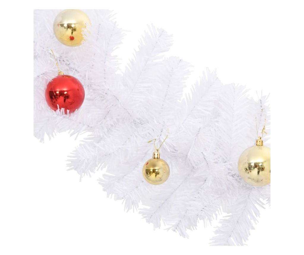 Ukrašena božićna girlanda s kuglicama, bijela, 10 m - 6