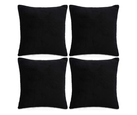 Калъфки за възглавници, 4 бр, велур, 80x80 см, черни