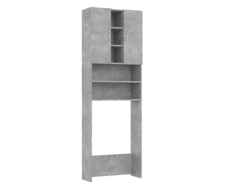 Шкаф за пералня, бетонно сив, 64x25,5x190 см