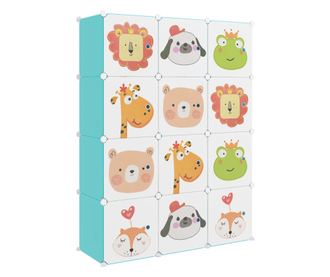 Dulap de depozitare cub pentru copii, 12 cuburi, verde, PP