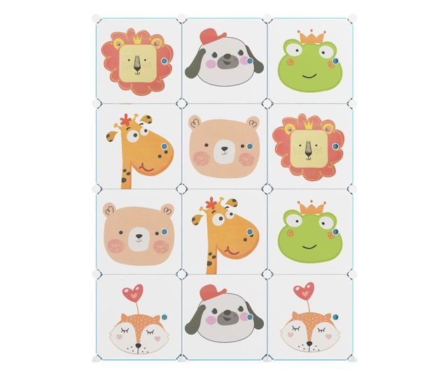 Dulap de depozitare cub pentru copii, 12 cuburi, verde, PP