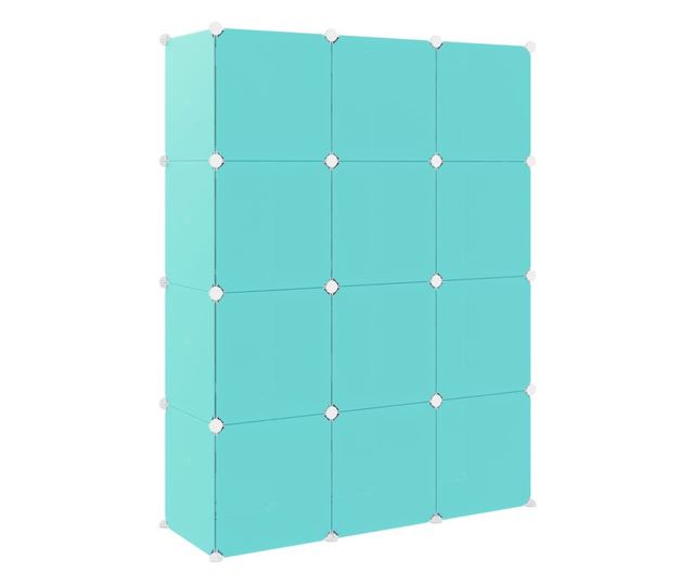 Dulap de depozitare cub pentru copii, 12 cuburi, verde, PP