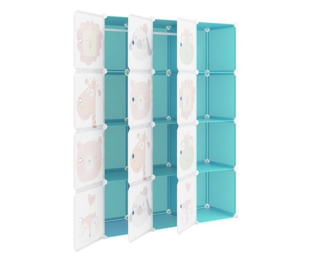 Dulap de depozitare cub pentru copii, 12 cuburi, verde, PP