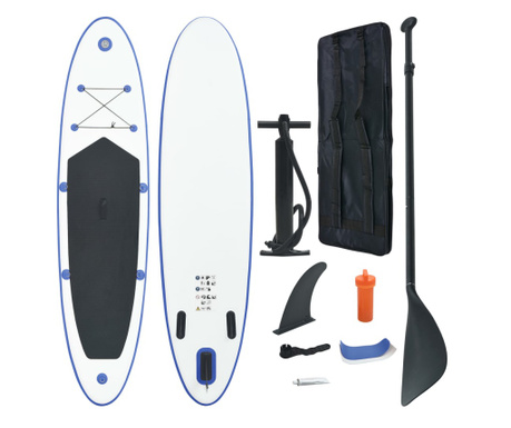 Set placa stand up paddle SUP surf gonflabila, albastru si alb