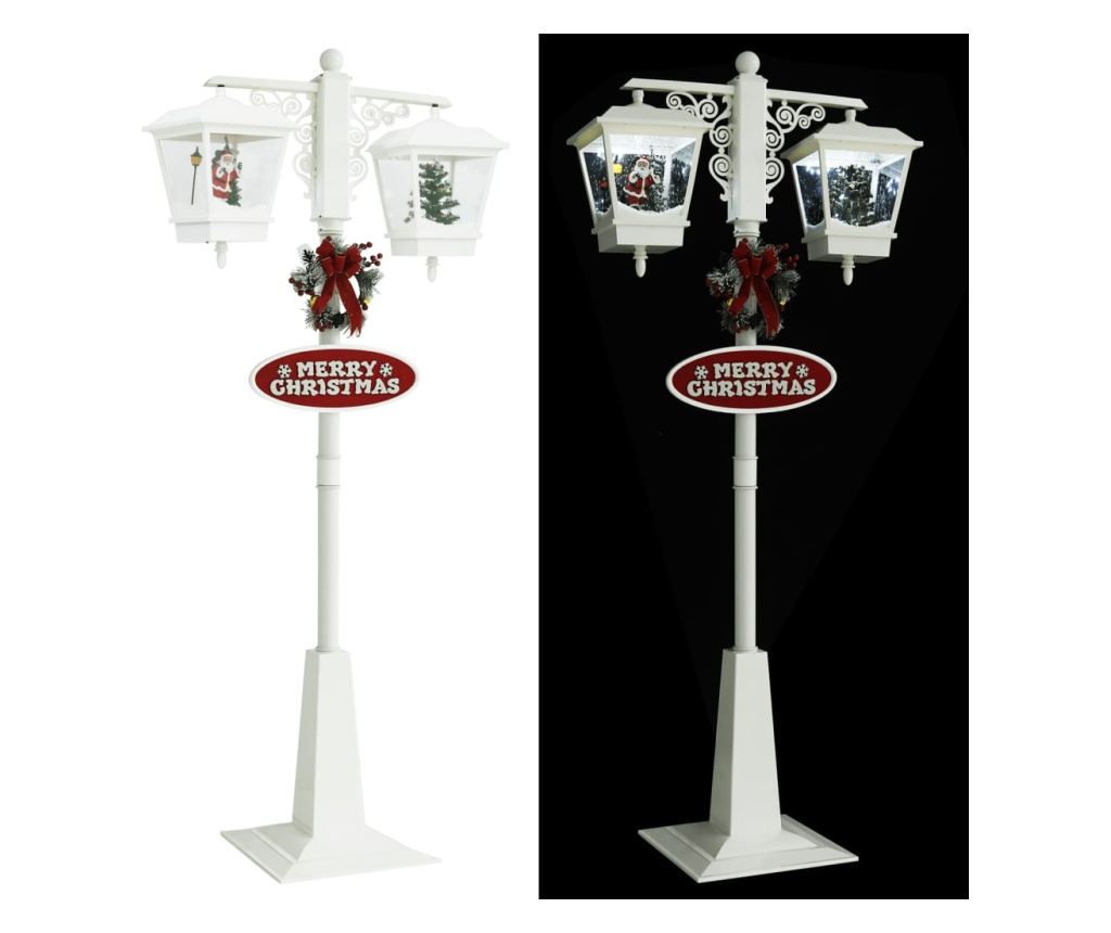 Ulična lampa s Djedom Božićnjakom, bijela/crvena, 81x40x188 cm, PVC - 6