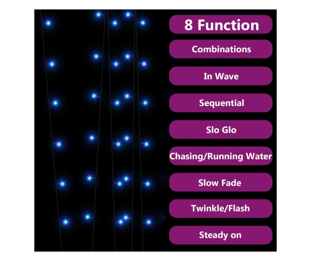Solarna svjetlosna žica, 2 kom x 200 LED dioda Plava unutarnja/vanjska - 4