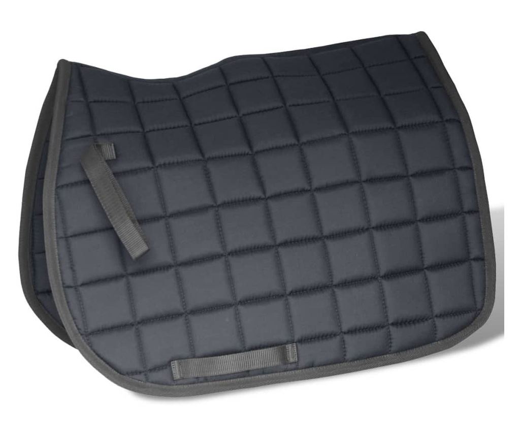 Jahalno Sedlo Set 17,5" Pravo Usnje Črne Barve 12 cm 5-v-1 - 5