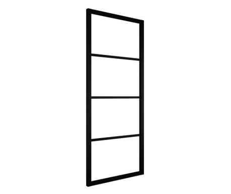 Drzwi przesuwne, aluminium i szkło ESG, 76x205 cm, czarne