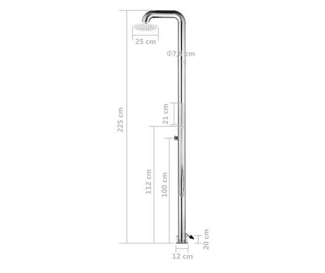 Dus pentru gradina, 225 cm, otel inoxidabil