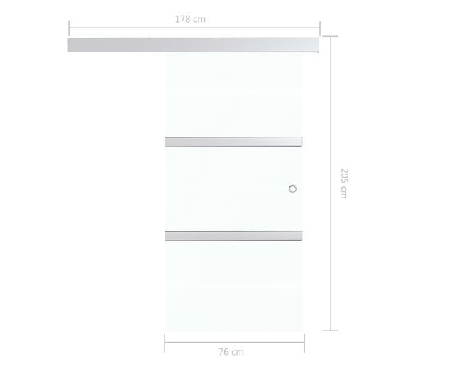 Drsna vrata ESG steklo in aluminij 76x205 cm srebrna