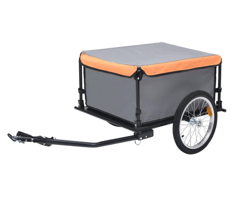 Товарно ремарке за колело, сиво и оранжево, 65 кг