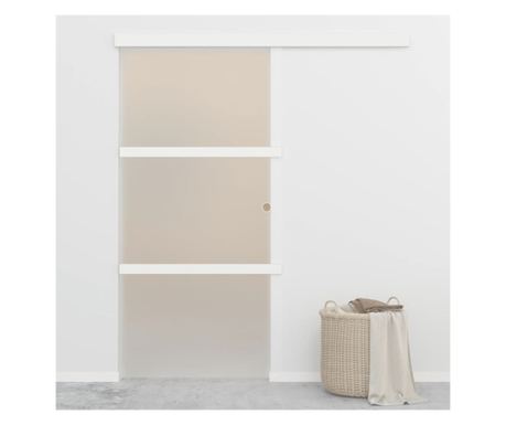ezüst ESG üveg és alumínium tolóajtó puha ütközőkkel 90x205 cm