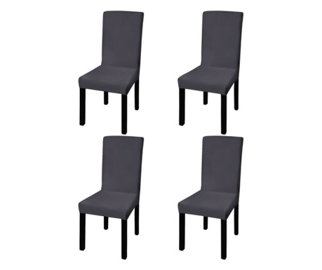 Покривни калъфи за столове, еластични, 4 бр, антрацит