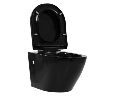 fekete kerámia perem nélküli fali WC