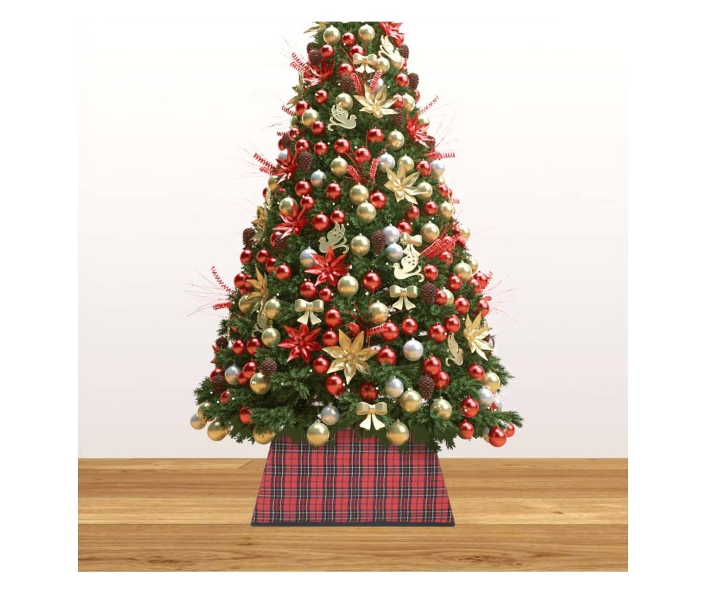 Božićna suknja za drvo, crvena i crna, 48x48x25 cm - 3