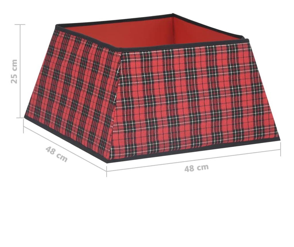 Božićna suknja za drvo, crvena i crna, 48x48x25 cm - 6