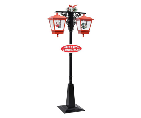 Улична лампа с Дядо Коледа, черно и червено, 81x40x188 см, PVC