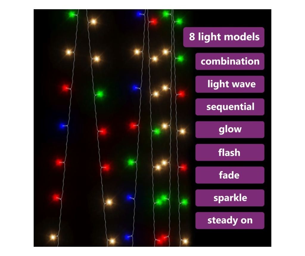 Svjetlosna zavjesa 300 LED višebojna 3x3 m 8 funkcija - 4