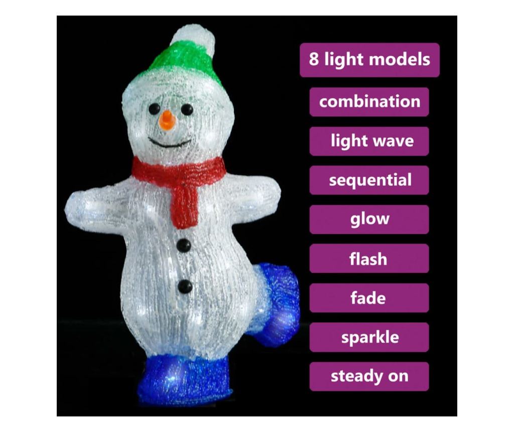 Akrilna LED božićna figura snjegovića 30 cm unutarnja/vanjska - 3