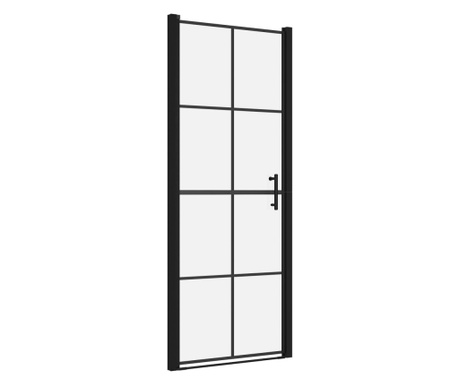 Врата за душ, закалено стъкло, 81x195 см, черна
