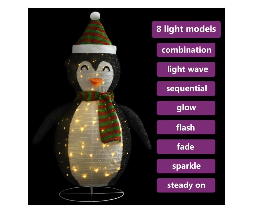 Božićni ukrasni pingvin, LED, 90 cm luksuzna tkanina - 4