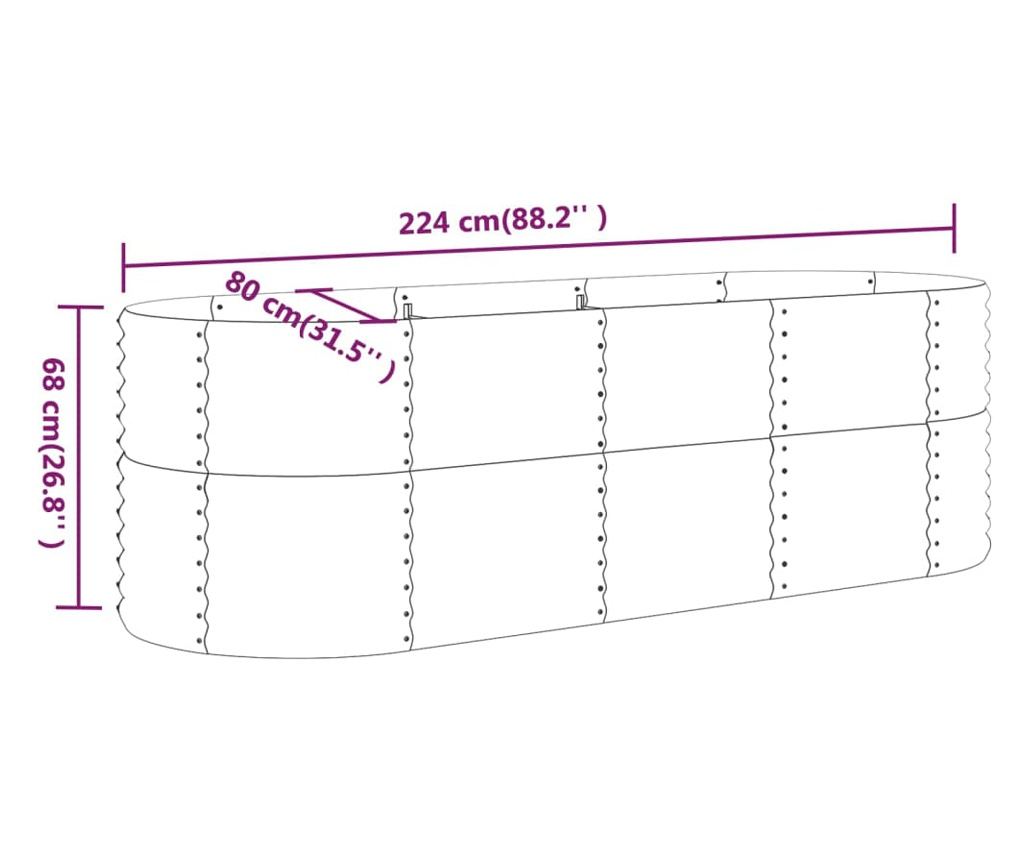 Градинска саксия Green 224x80x68 см с прахово покритие от стомана - 6