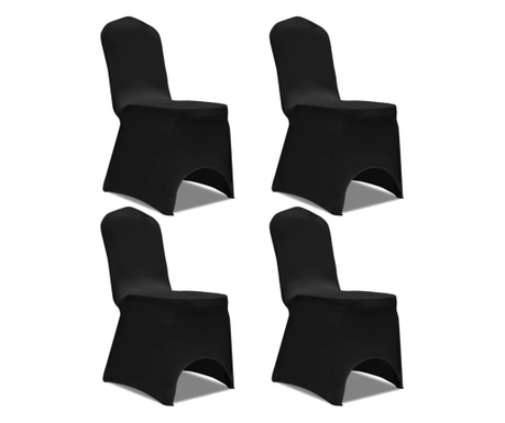 Покривни калъфи за столове, еластични, 4 бр, черни