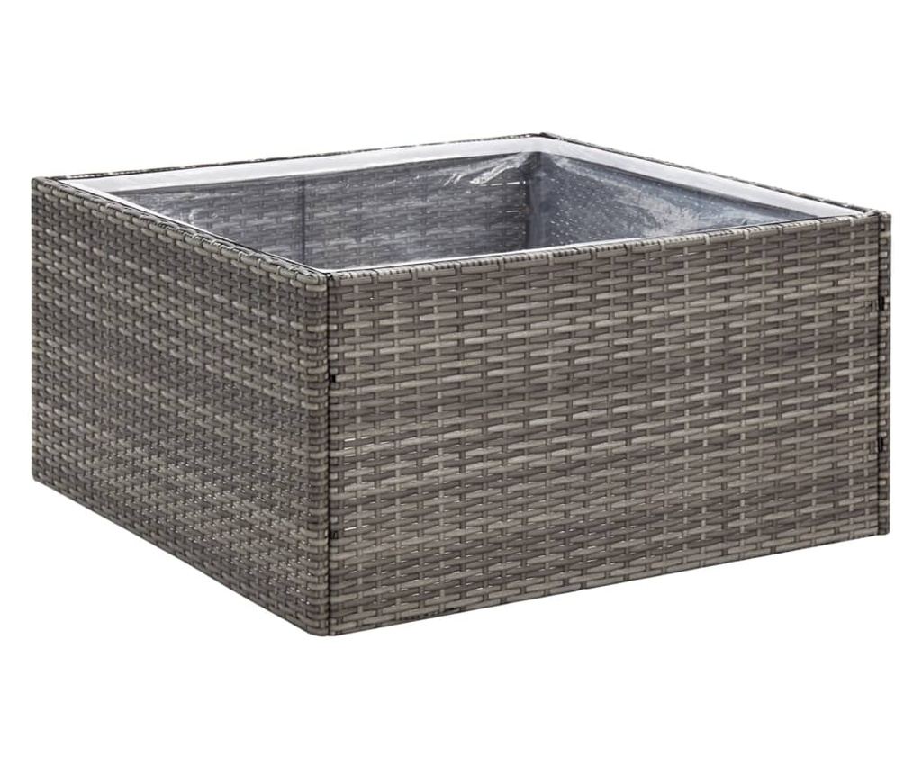 Градинска саксия, 80x80x40 см, сива, полиратан - 2