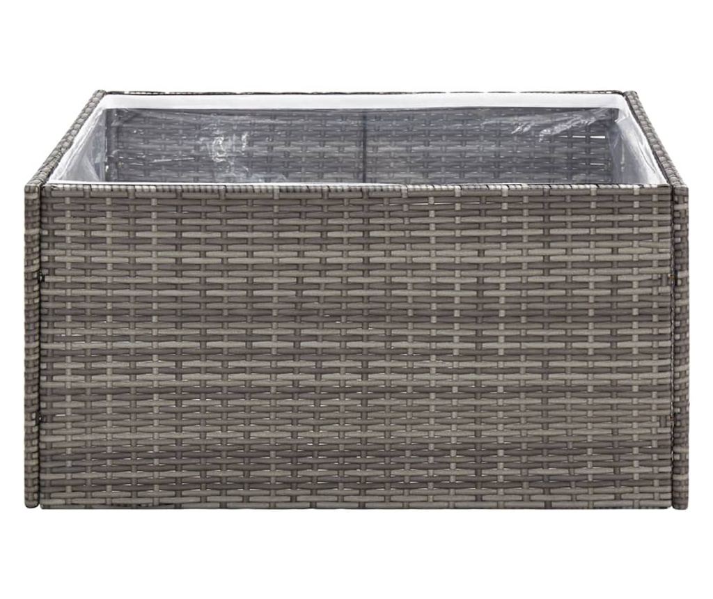 Градинска саксия, 80x80x40 см, сива, полиратан - 4