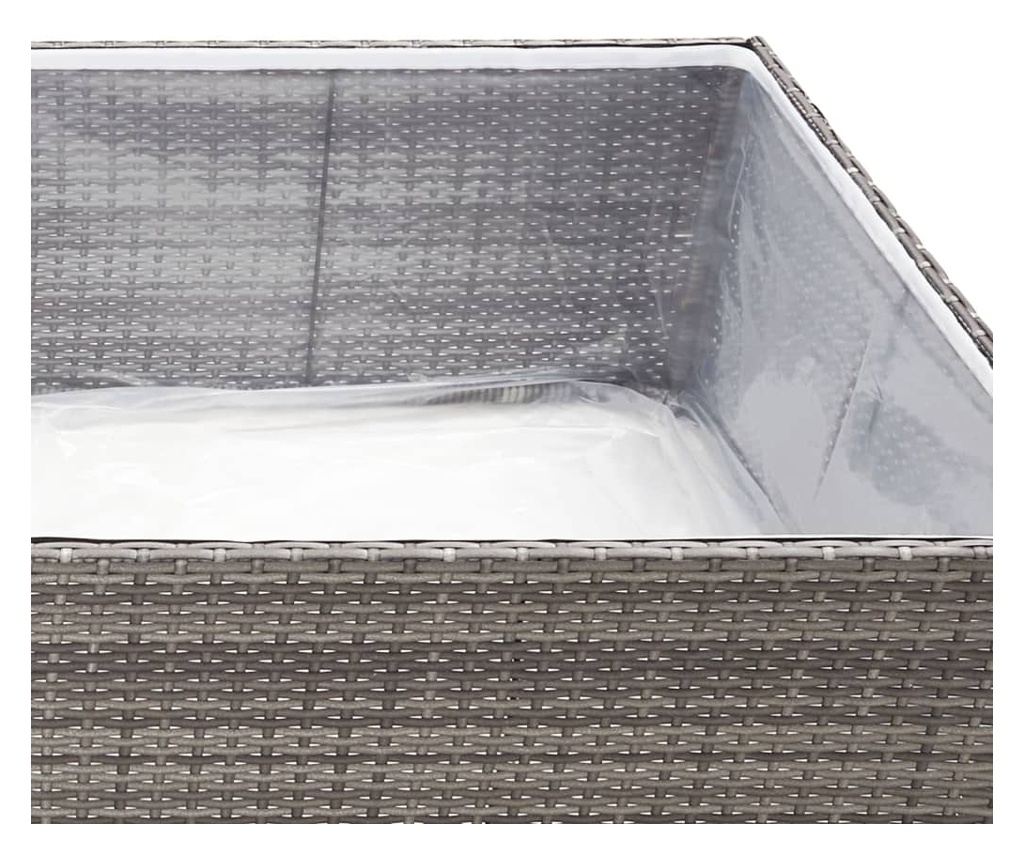 Градинска саксия, 80x80x40 см, сива, полиратан - 5