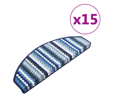 15 db többszínű kék öntapadó lépcsőszőnyeg 65 x 28 cm
