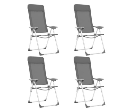 Zložljivi stoli za kampiranje 4 kosi sive barve aluminij