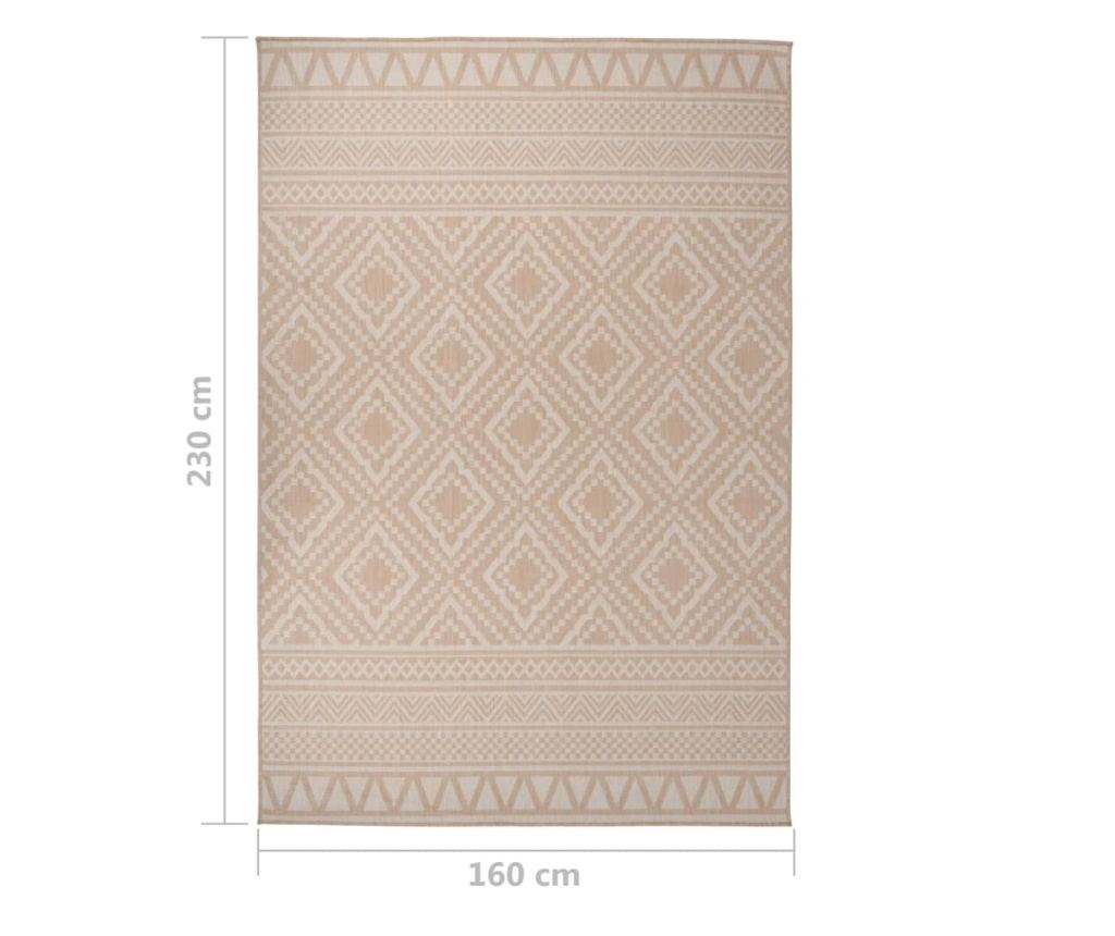 Kültéri szőnyeg, barna csíkokkal, 160x230 cm, lapos szövésű - 6