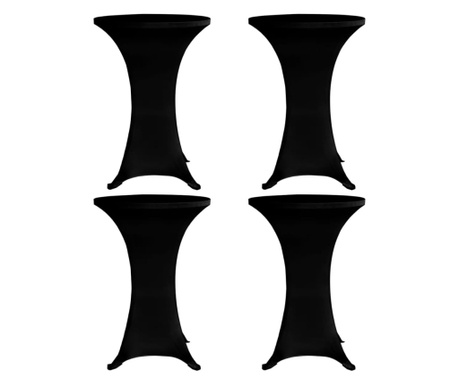 Pokrowce na stół barowy, Ø 60 cm, czarne, elastyczne, 4 szt.