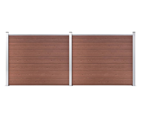 Комплект оградни панели, WPC, 353x146 см, кафяв