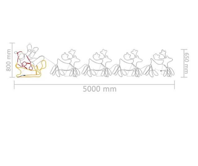 Božićna instalacija s 4 soba i saonicama XXL, 1548 LED 500x80 cm